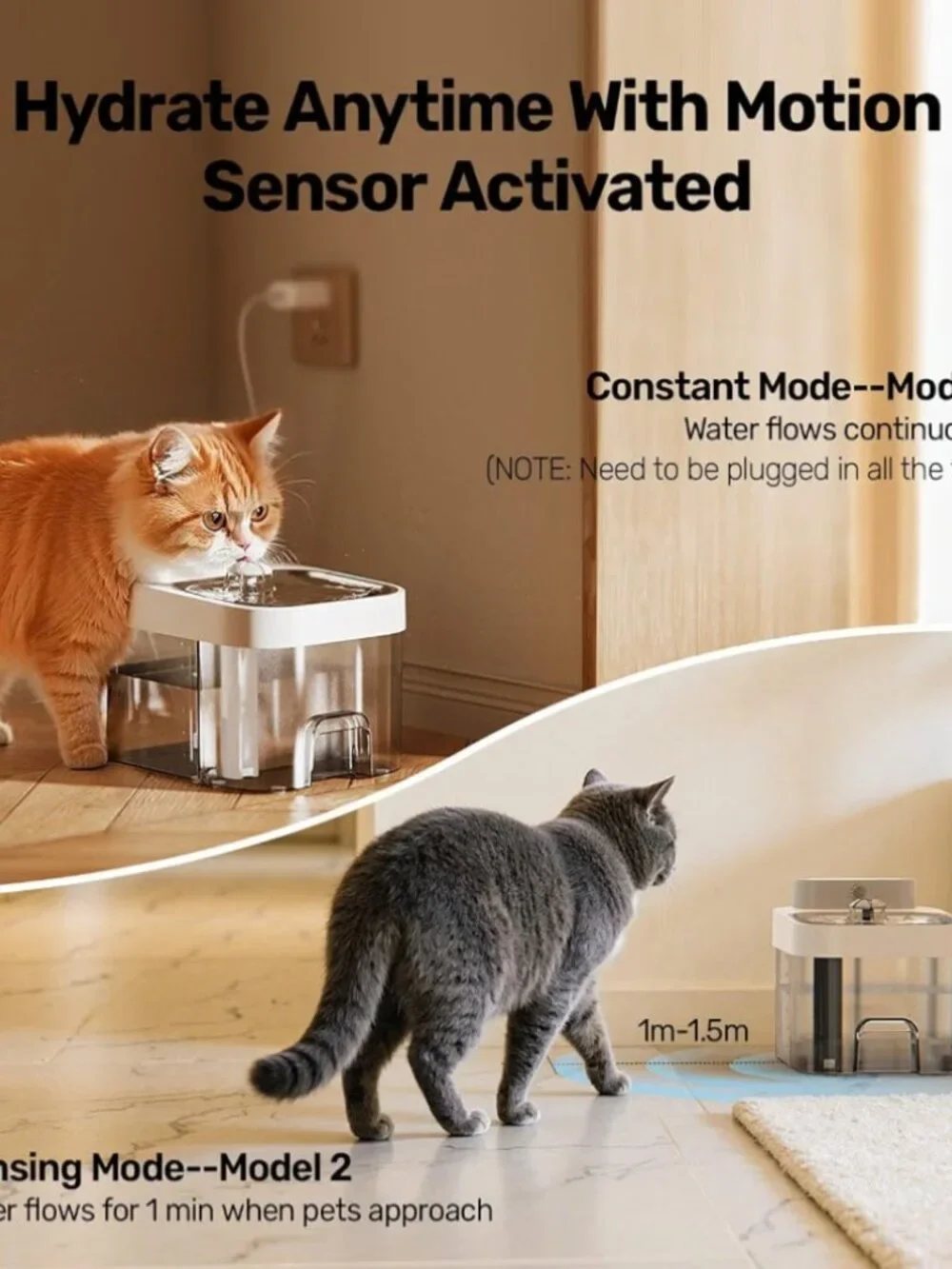 HAPAW P002 3L Smart Pet Water Fountain WiFi Wireless App Control